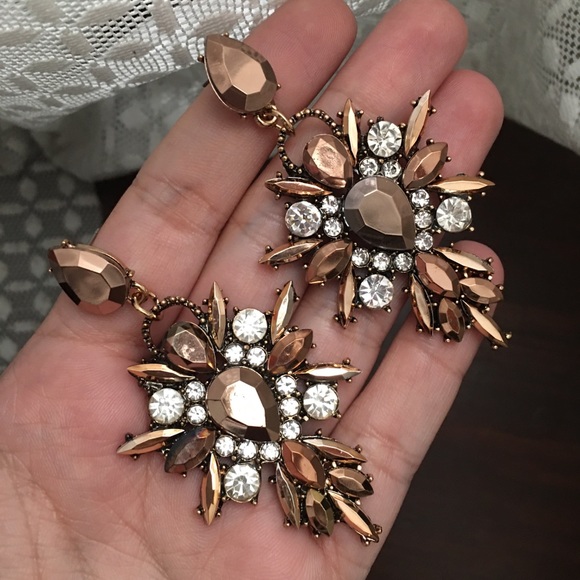 Brown Crystal Earrings - Picture 4 of 7